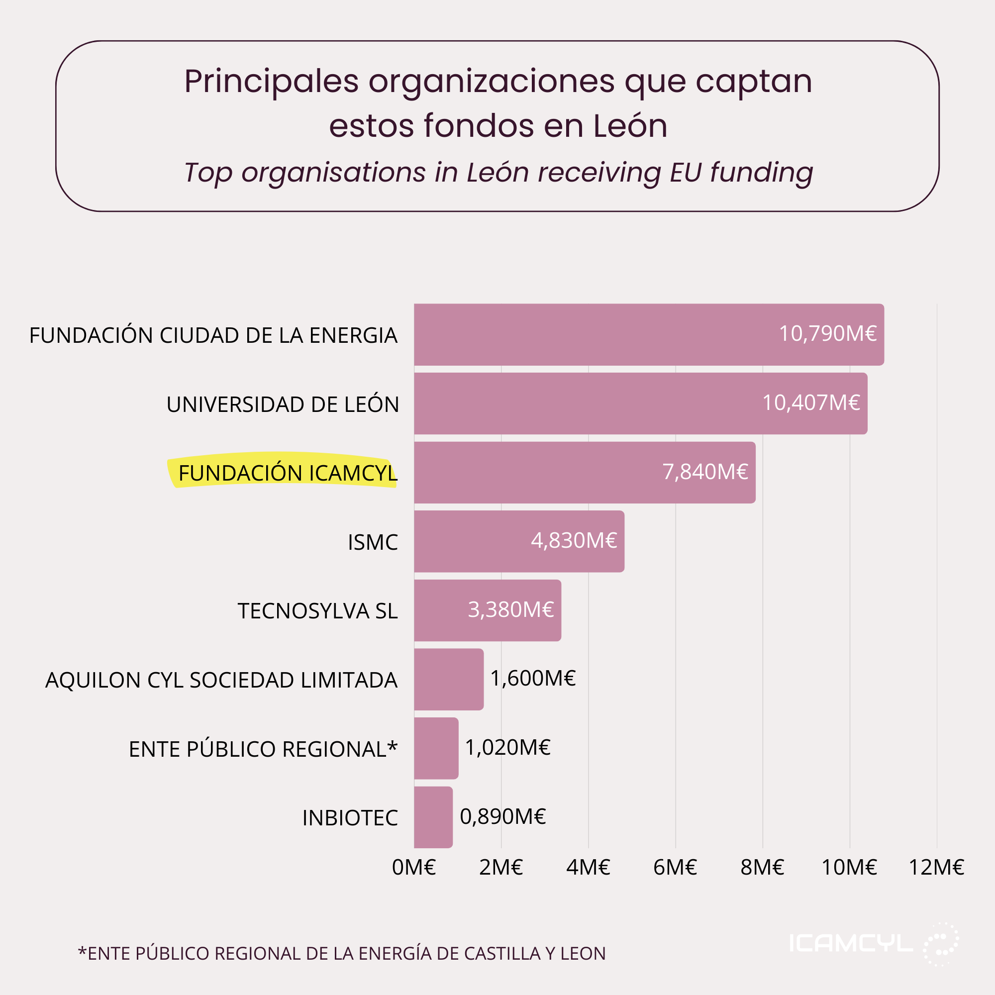 Principales organizaciones captadoras de fondos europeos en León – Horizonte Europa