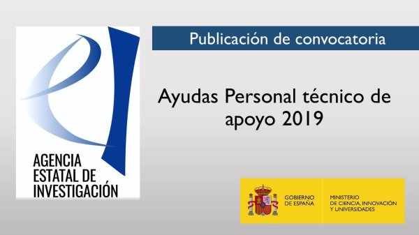 Ayudas para contratos de Personal Técnico de Apoyo (PTA) 2019